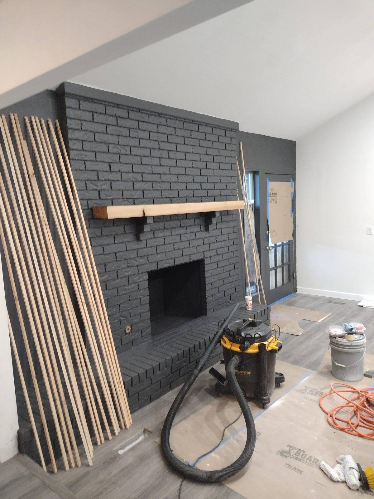 Brick fireplace